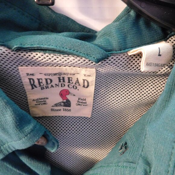 RED HEAD BRAND CO. MEN'S SHORT SLEEVE BUTTON DOWN SHIRT SIZE L GREEN - Picture 2 of 5